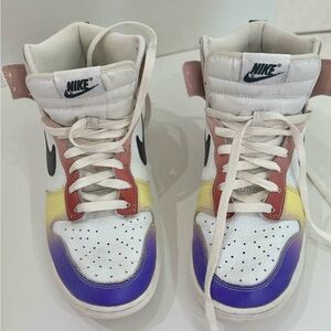 Nike White Sneakers with Red, Yellow, and Purple Accents